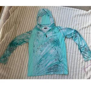 Habit Realtree Fishing AR-Factor Aqua Camo Sun Protection Hoodie Size M